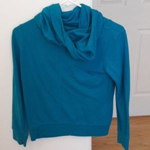 Blue long-sleeve turtleneck hoodie